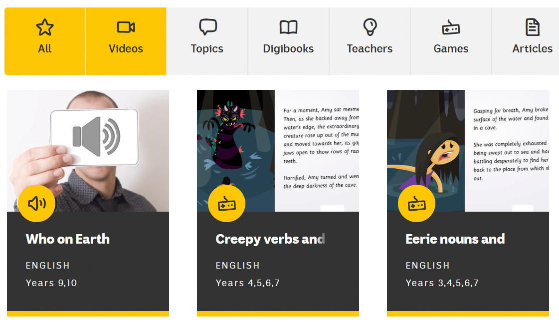 English videos, games and fun activities